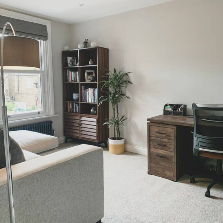 Home Office With Dark Wood Furniture