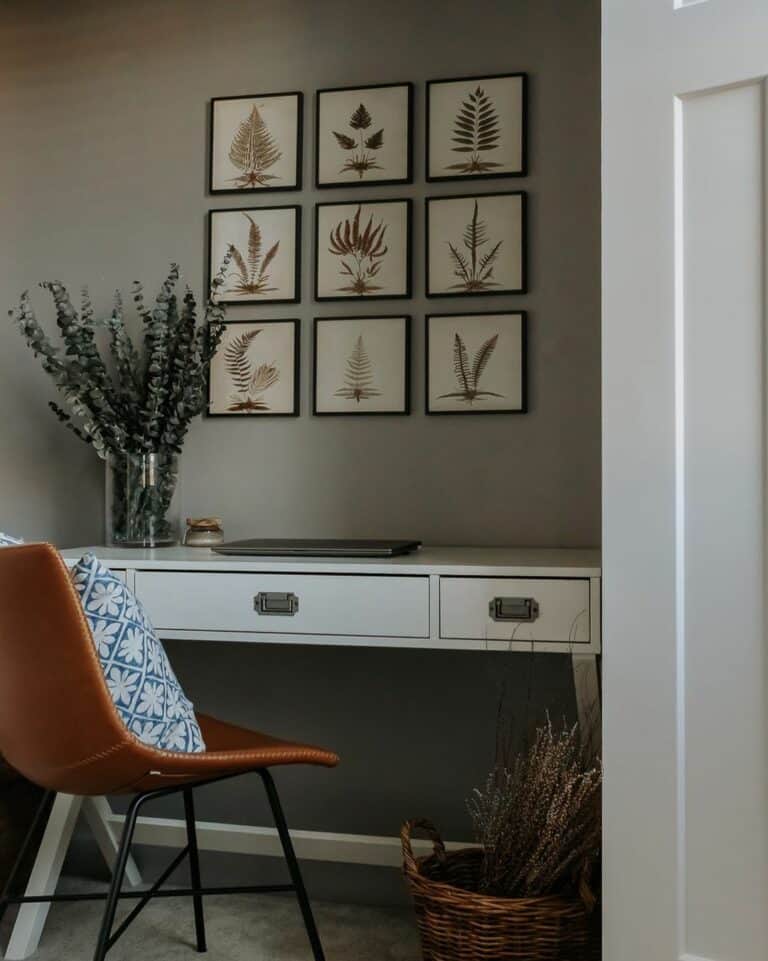 Home Office With Magnetic Art Pieces