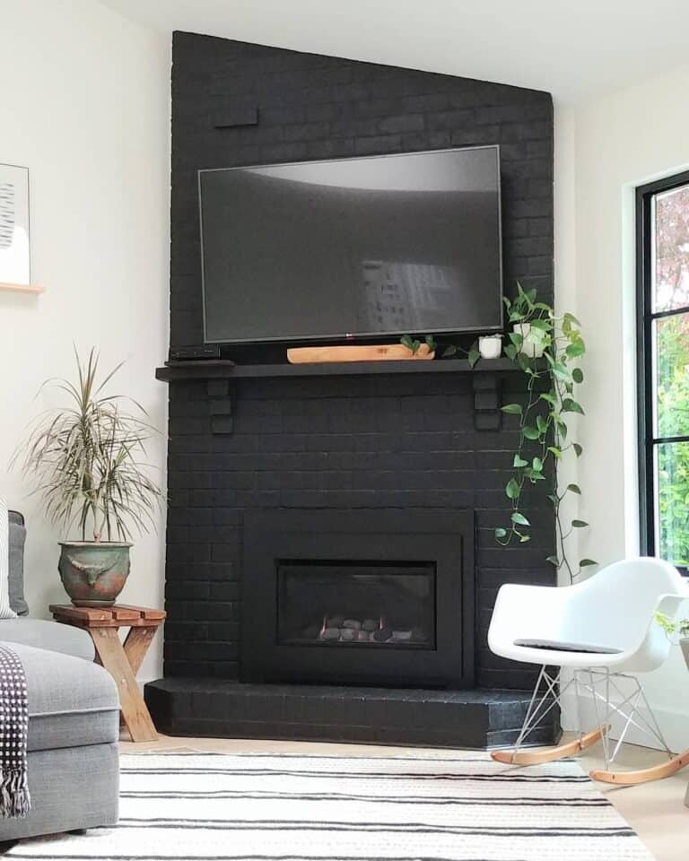 Jet-black Fireplace in Living Room