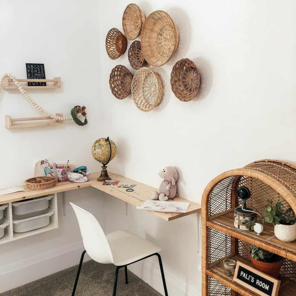 Kid's Study Area With Floating Shelves