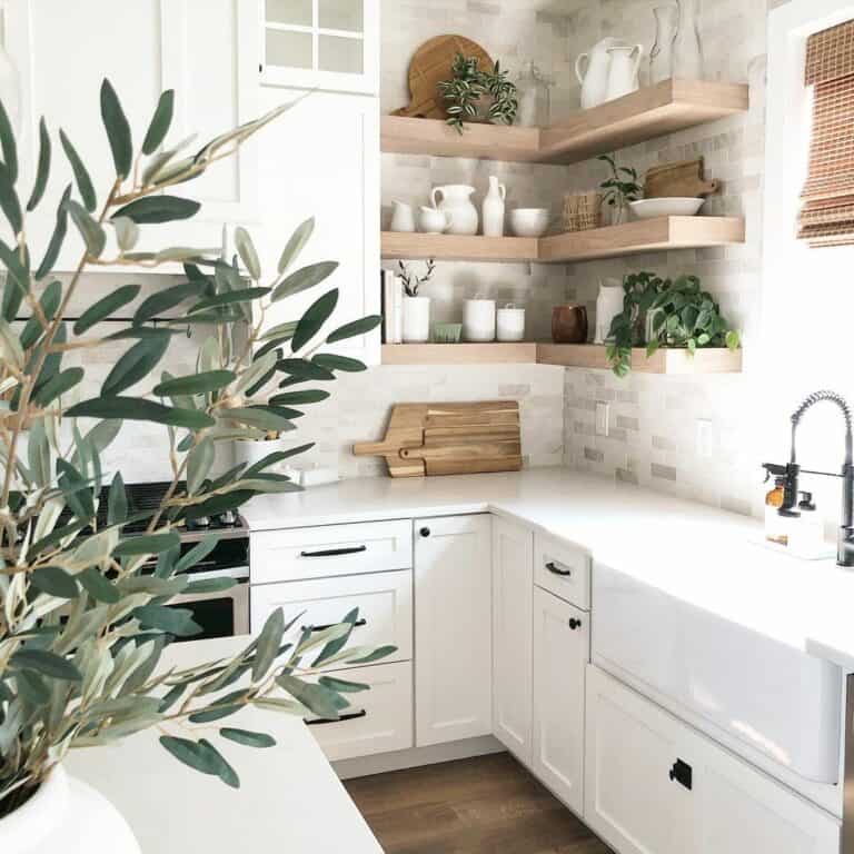 Kitchen Plants Among Wood Elements