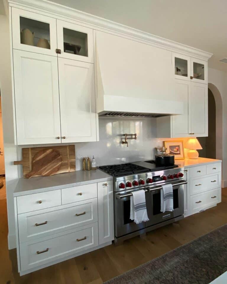 Large Oven Framed by White Cabinetry