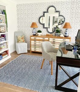 Library Room With Vintage Wood File Cabinet