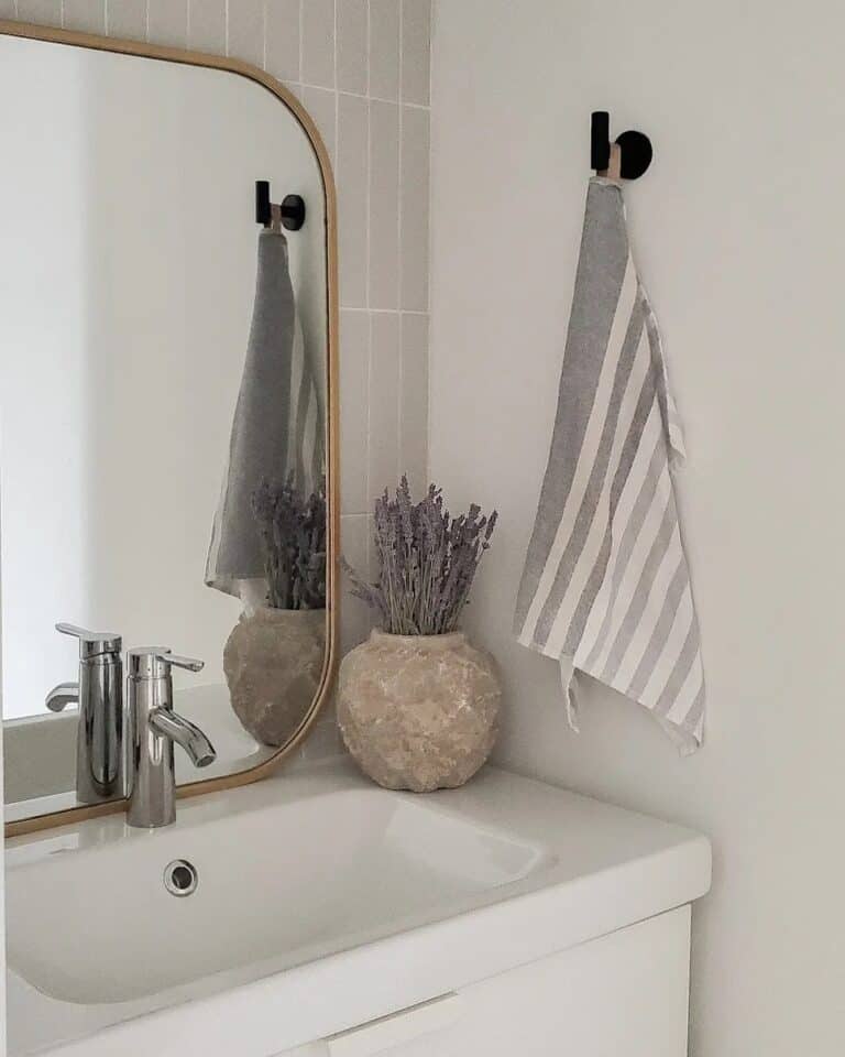 Light Gray Wall Tile Behind a Vanity