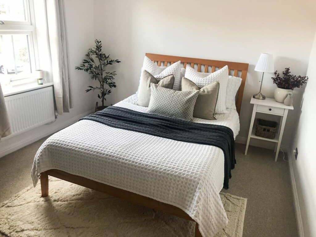 Men's Bed With Stained Wood Frame