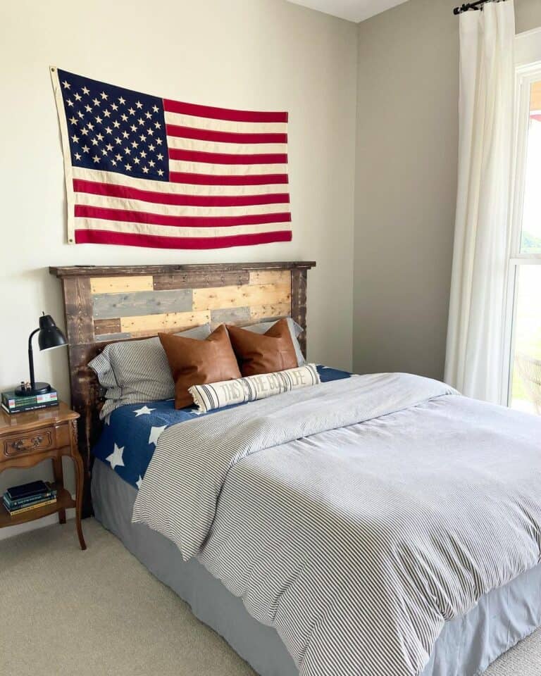 Men's Bedroom With American Flag Décor