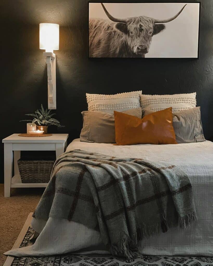 Men's Bedroom With Black Feature Wall