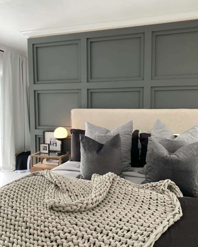 Men's Bedroom With Gray Board and Batten Wall