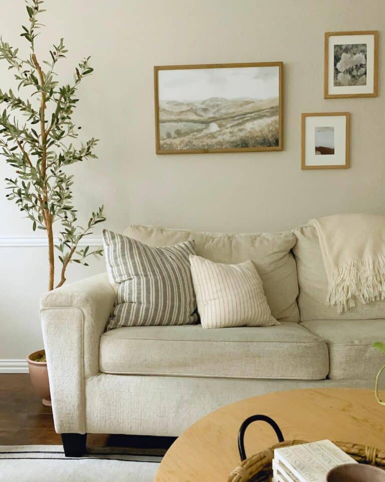 Minimalist Modern Boho Living Room in Shades of White