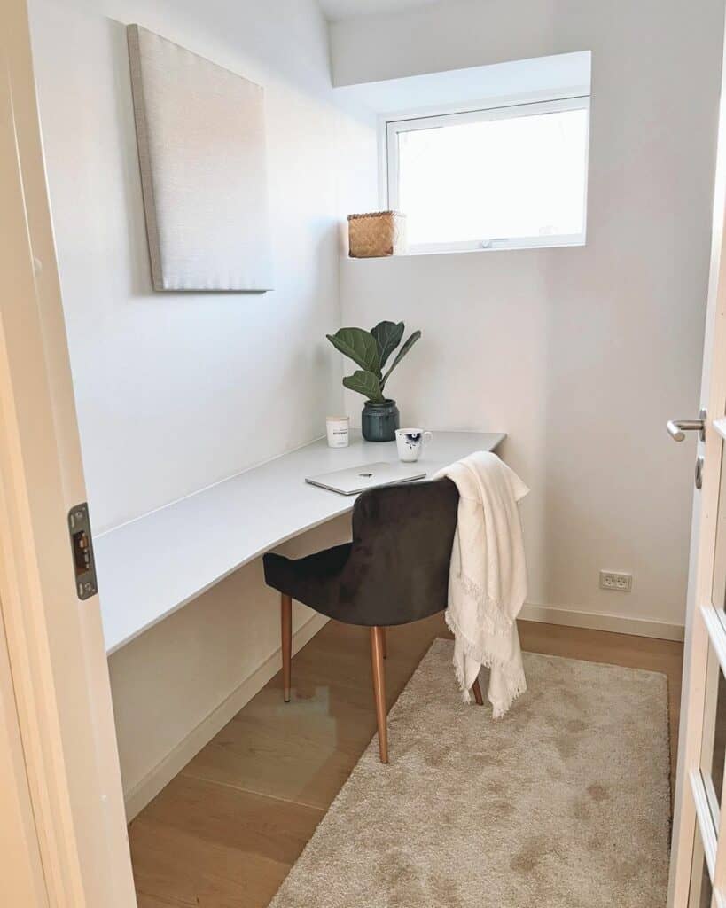 Minimalist White Home Office in Small Space