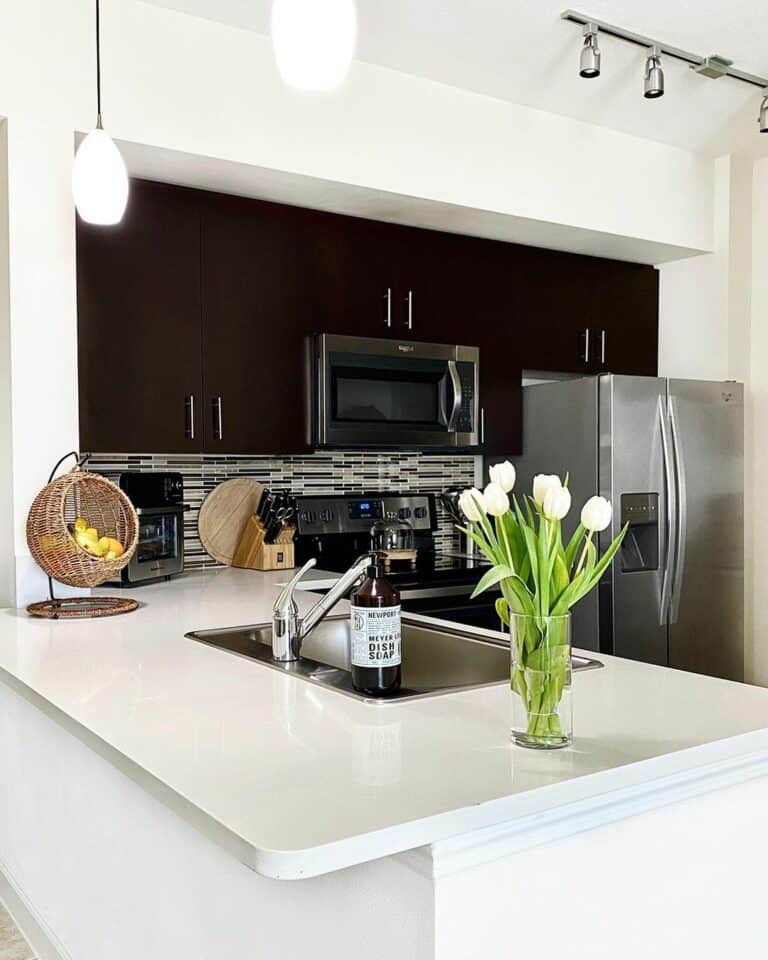 Minimalistic Kitchen With Black Cabinets