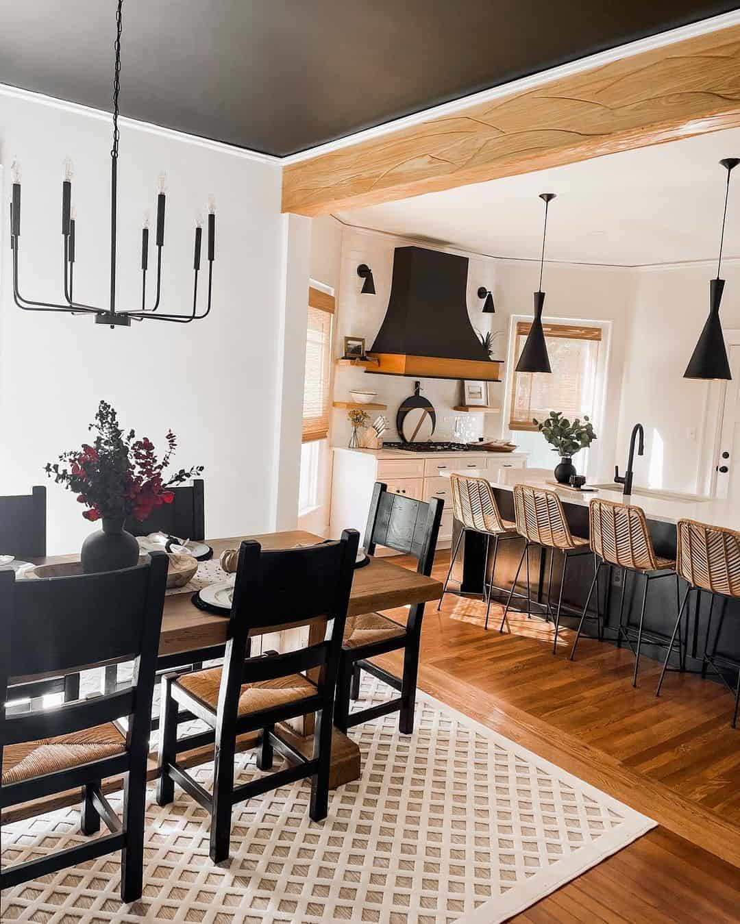 Modern Black, White, and Wood Kitchen Dining Room Combo Soul & Lane