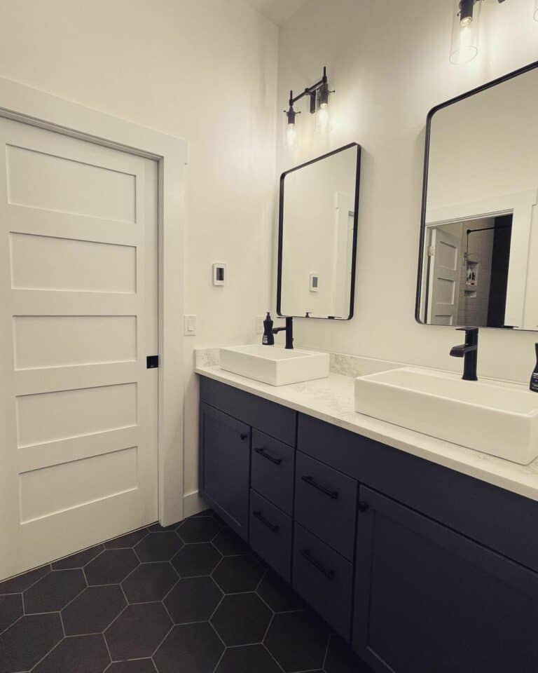 Modern Double Vanity With Contrasting Colors
