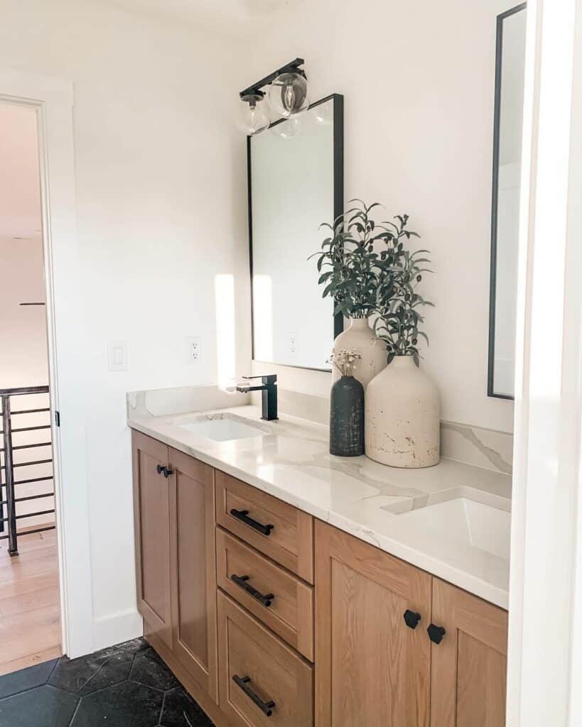 Modern Farmhouse Bathroom With Marble Countertop