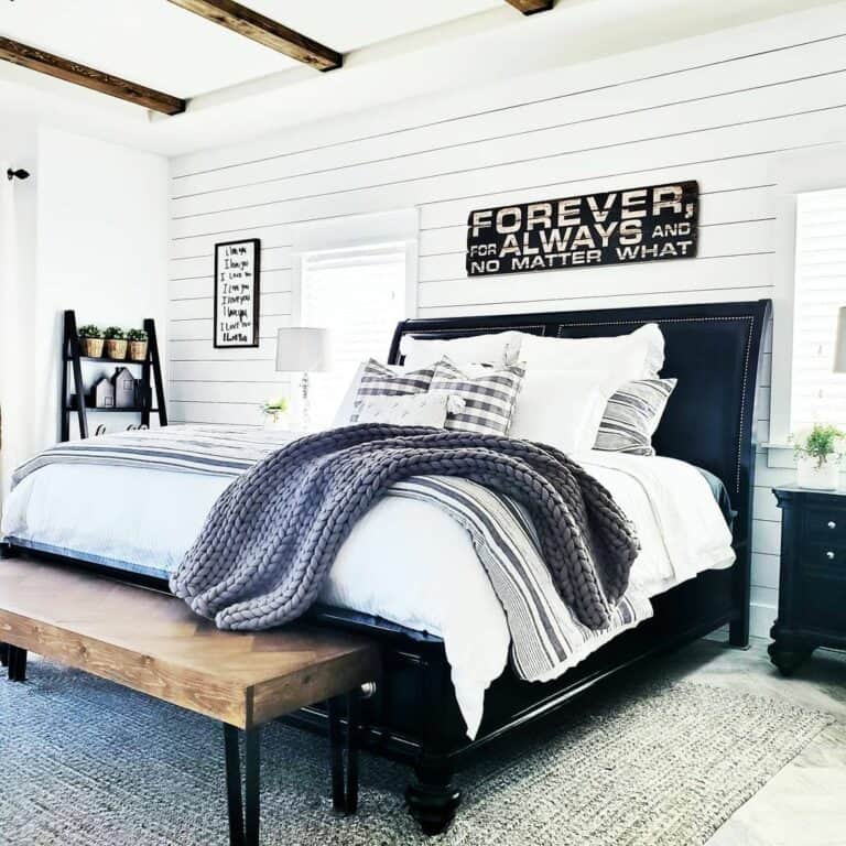 Modern Farmhouse Bedroom With Shiplap Wall