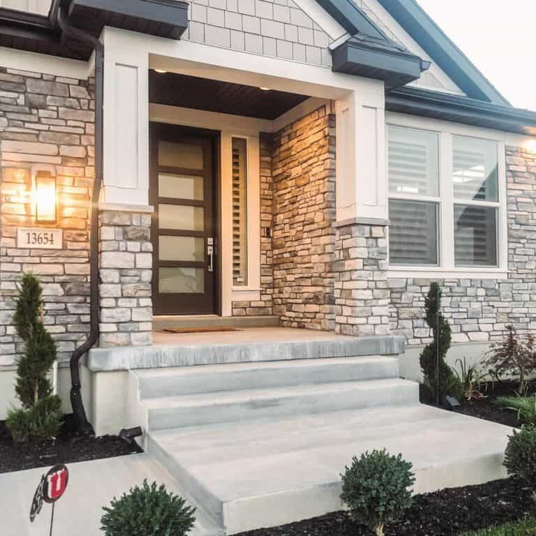 Modern Front Door Completes a Stone Home