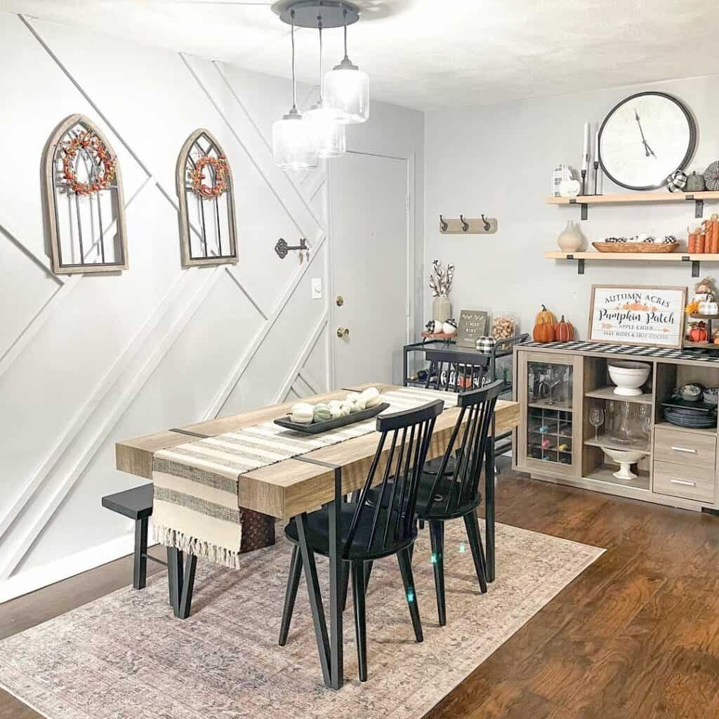 Modern Geometric Millwork in Farmhouse Dining Room