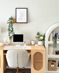 Modern Home Office With Oval Shelf