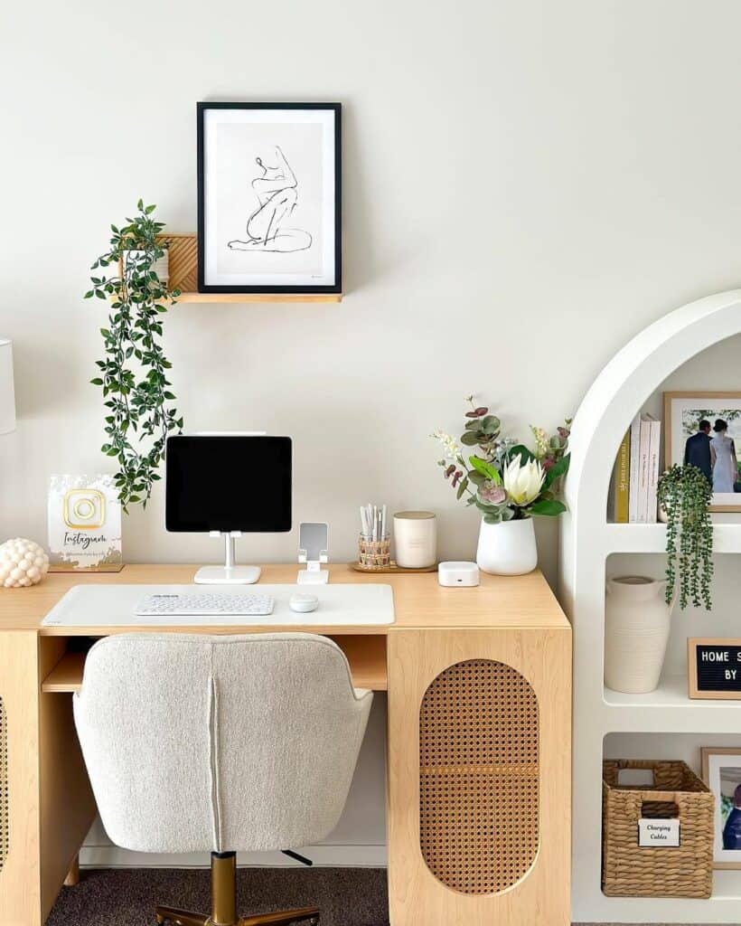 Modern Home Office With Oval Shelf