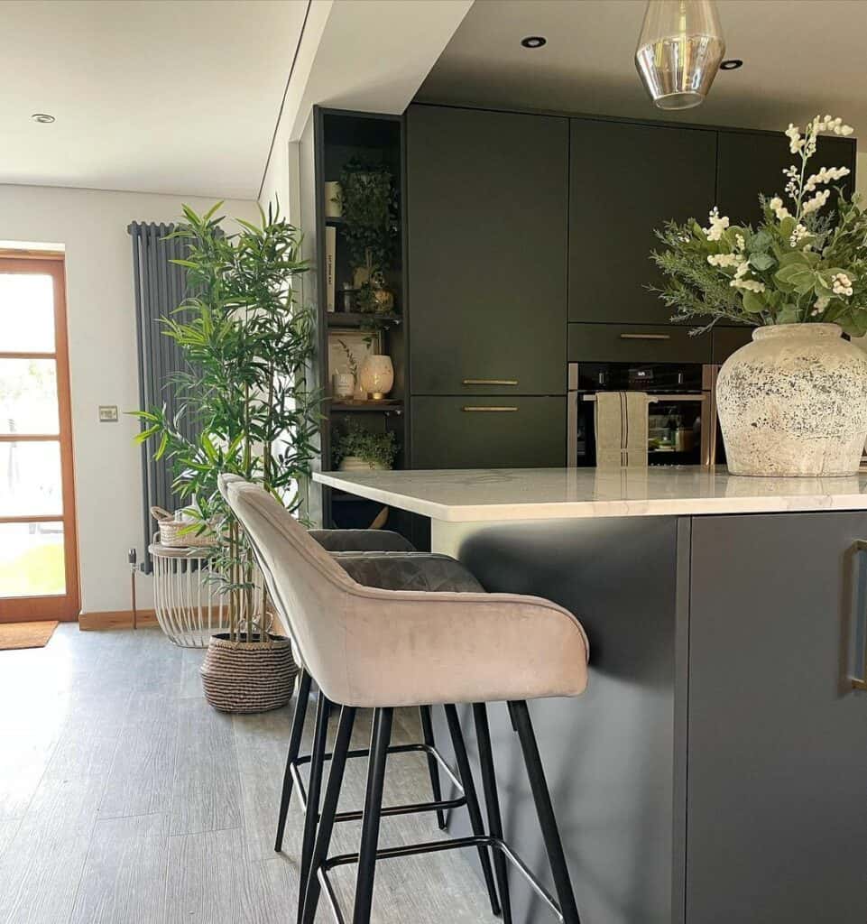 Modern Kitchen With Dark Gray Cabinets