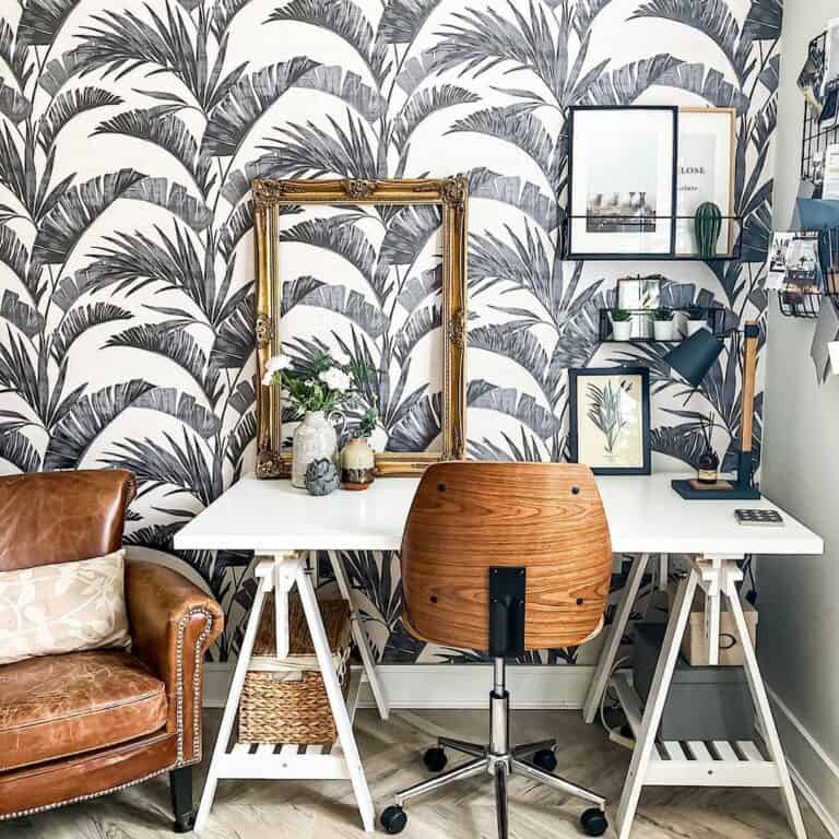 Modern Office With Unique Wallpaper