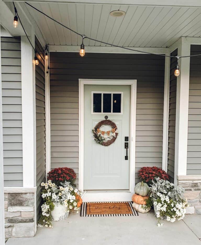Modern Porch With Pastel Green Door