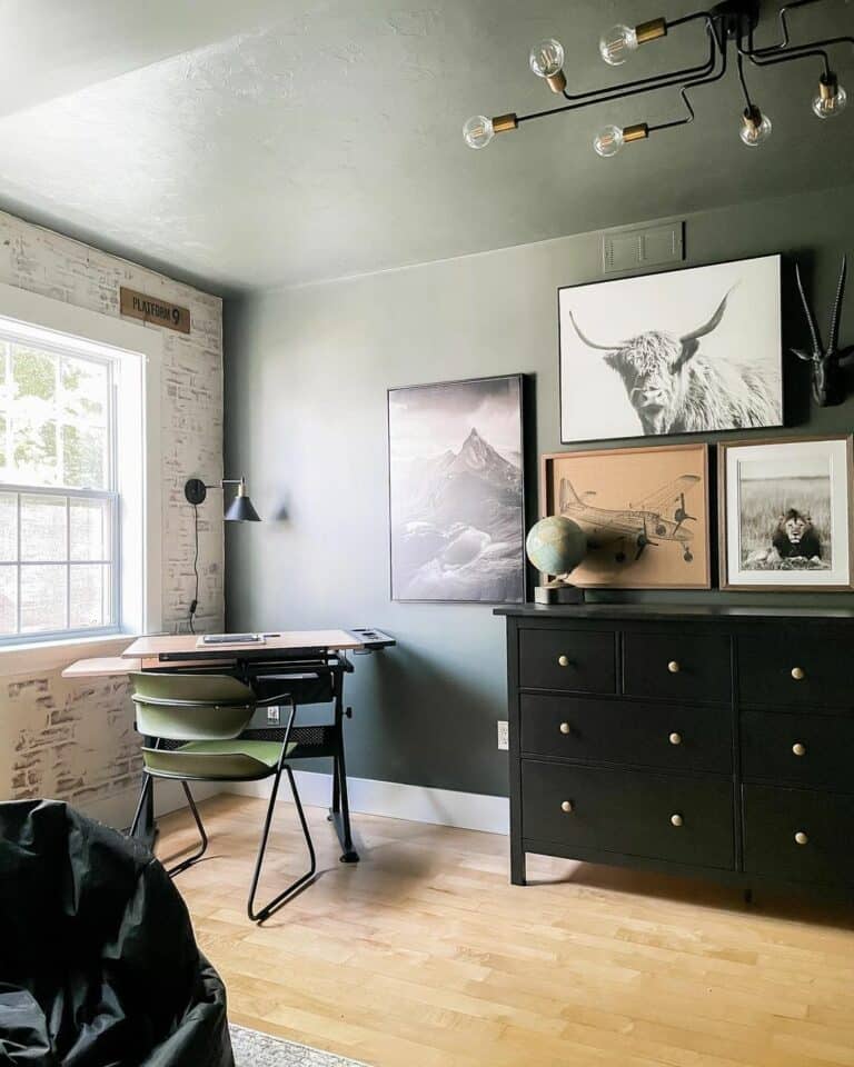 Modern Teen Guy Room With Antique School Desk