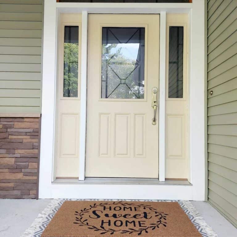 Modern Vintage Porch With Cream White Door