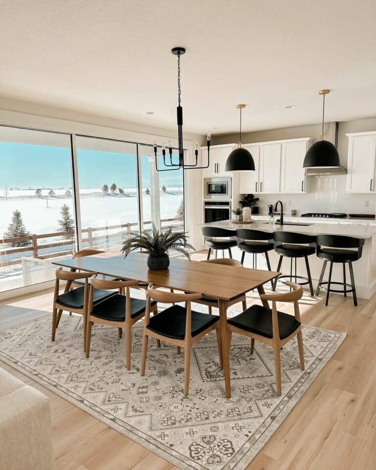 Modern White Kitchen With Window Doors