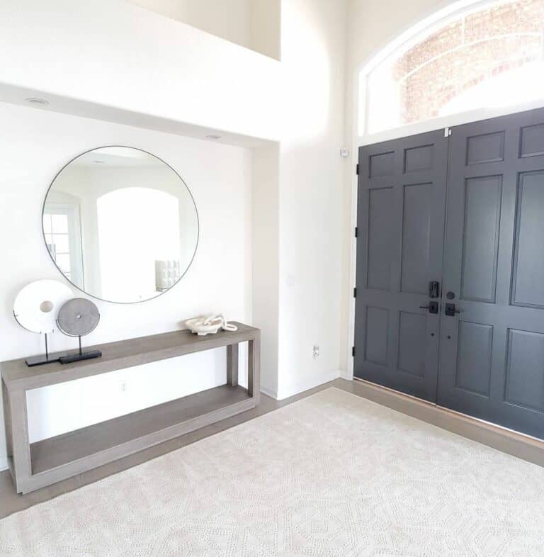 Monochrome Entryway With Gray Console Table