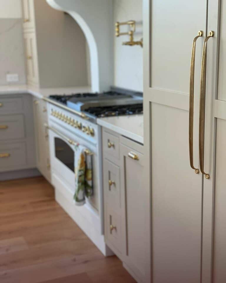 Neutral Kitchen With Gold Handles