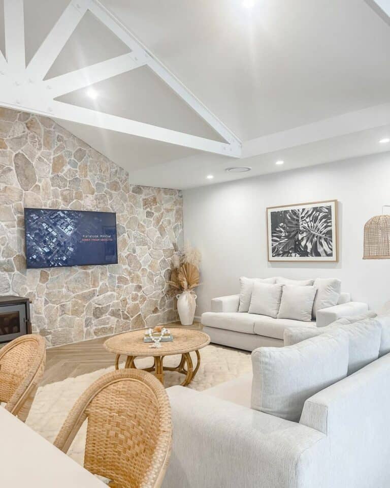 Neutral Rustic Coastal Living Room
