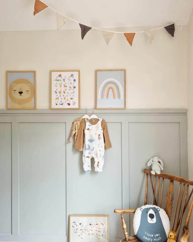 Nursery With Light Blue Board and Batten Wall