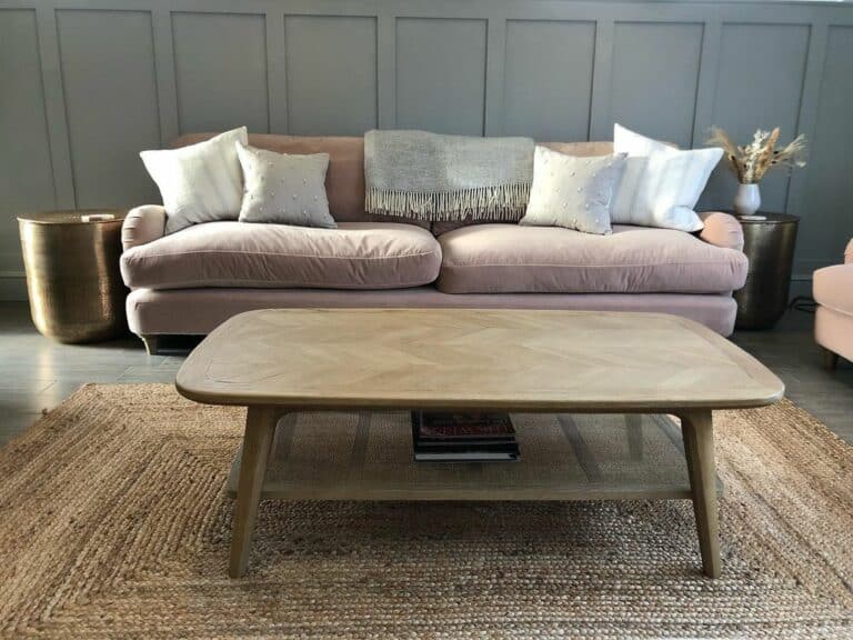 Oversized Coffee Table Before a Plush Sofa