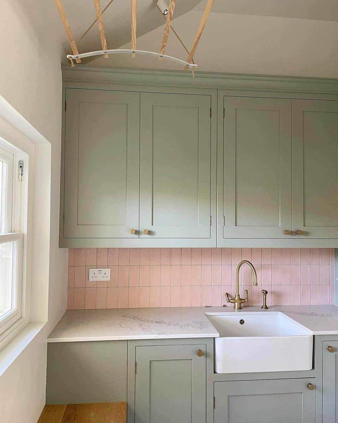 Pale Green With Pink Tile Backsplash Soul & Lane