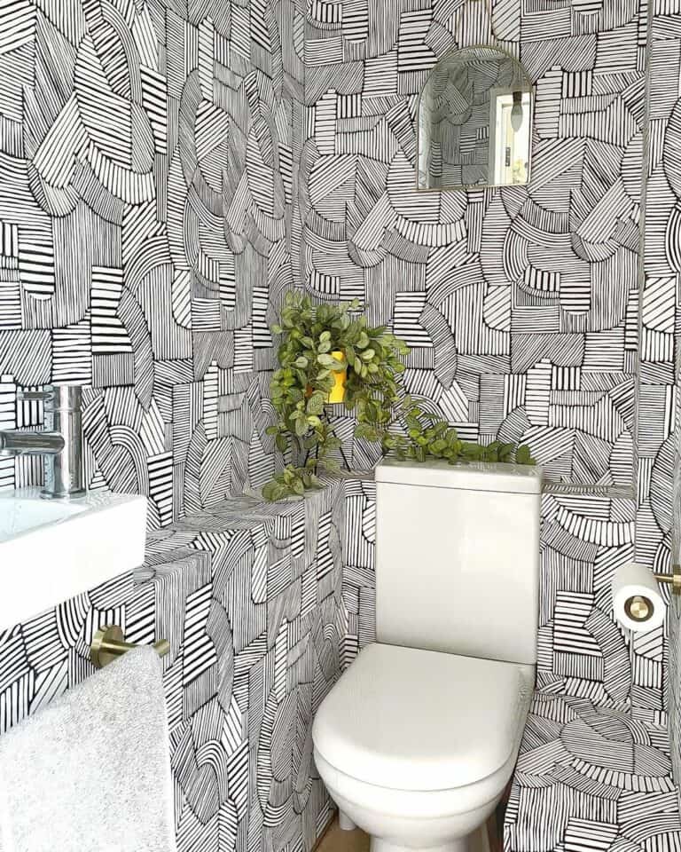 Playful Black and White Patterned Wallpaper