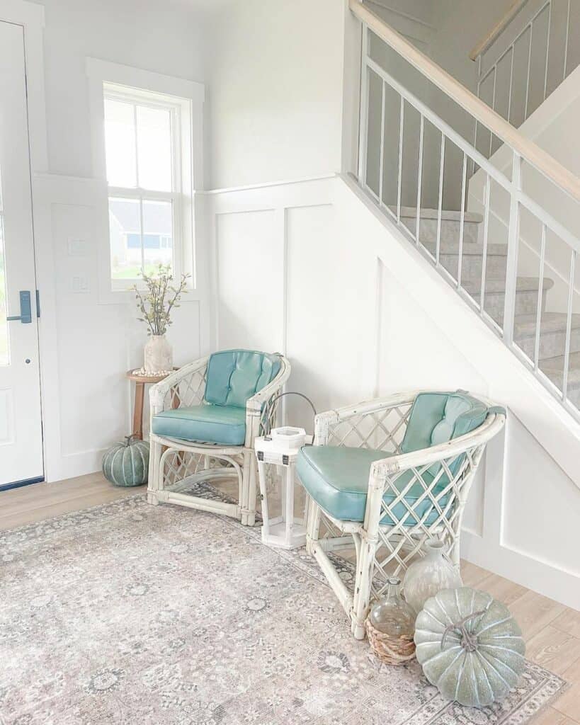 Rattan Chairs in a Stunning Entryway