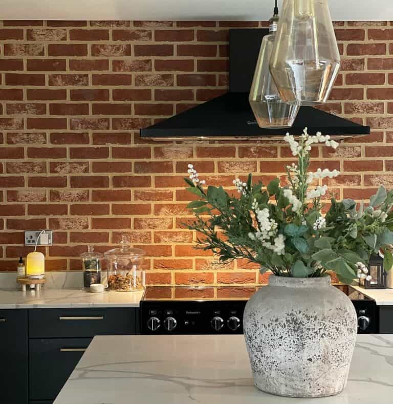 Red Brick Feature Wall With Modern Accents