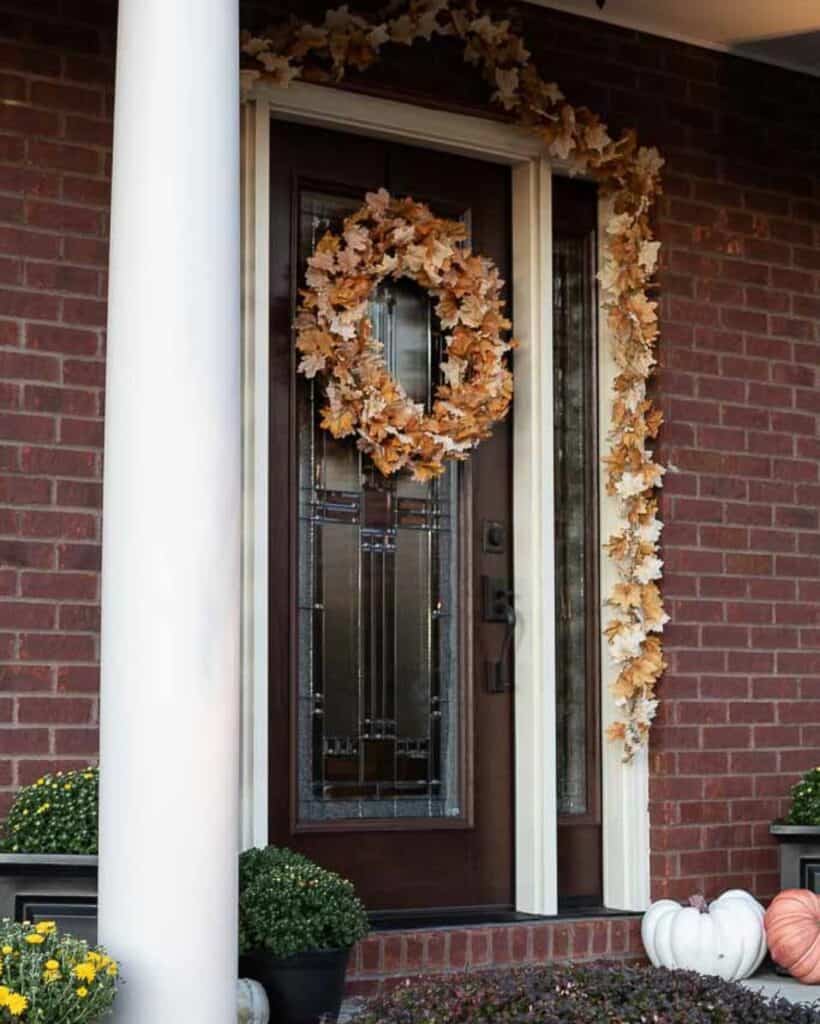 Red Bricked Farmhouse Fall Porch Décor