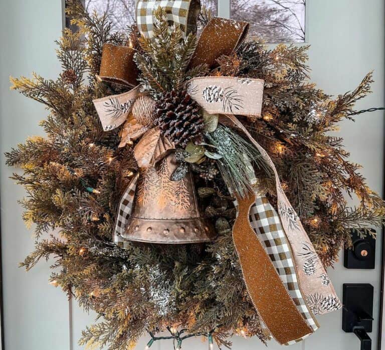 Rustic Brown Wreath With Fairy Lights