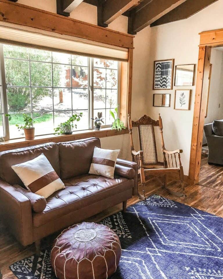 Rustic Living Room Includes Wood Trim