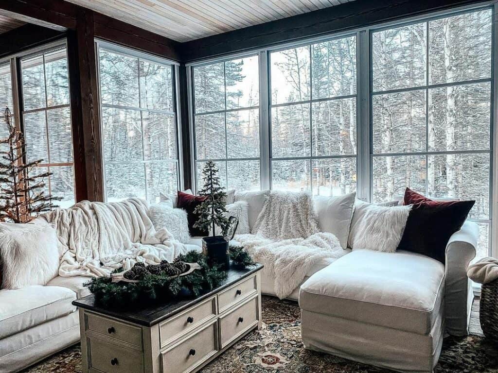 Rustic Living Room With Colonial Windows