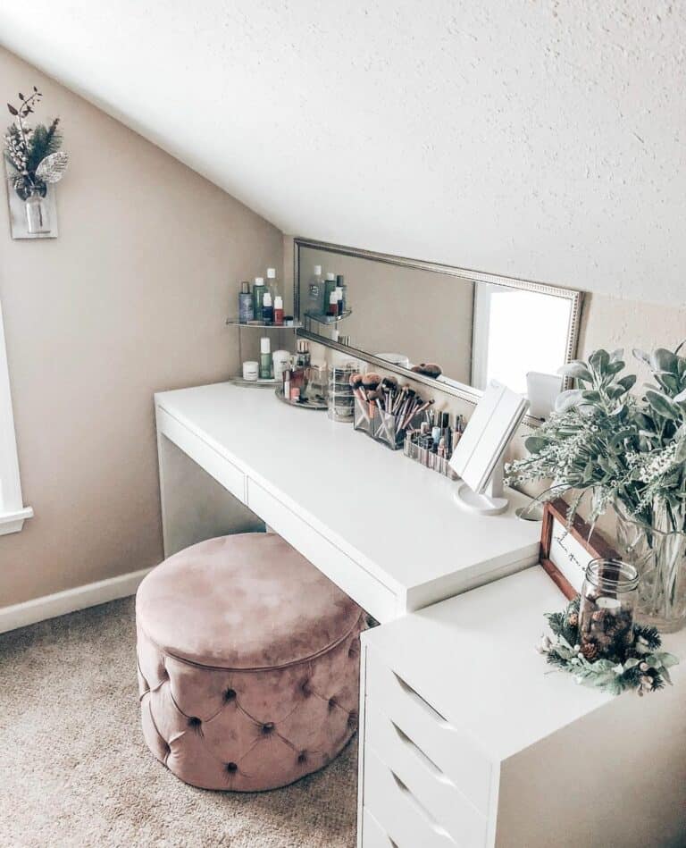 Short Dressing Table Under Slanted Ceiling