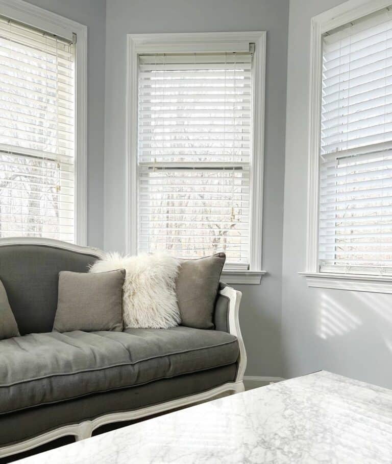 Simple Gray Room With Marble Coffee Table