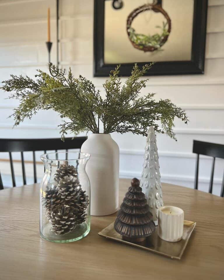 Simple Holiday-themed Centerpiece for Dining Room Table