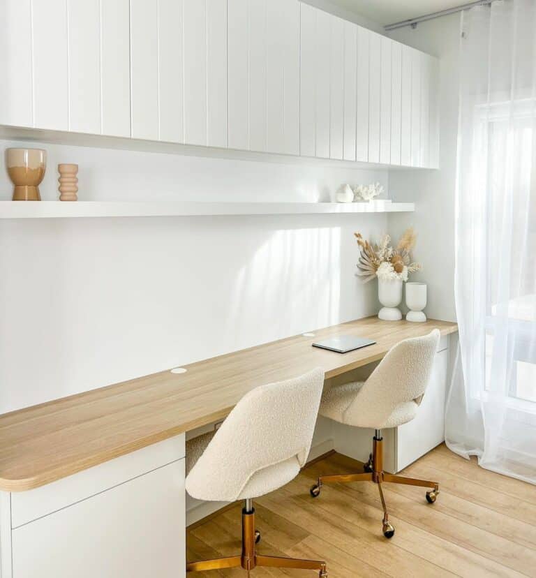 Simple Home Office Idea With Floating Shelf