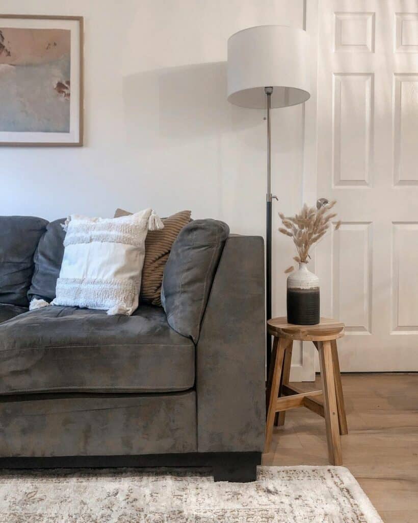 Simple Living Room Setup With Gray Sofa