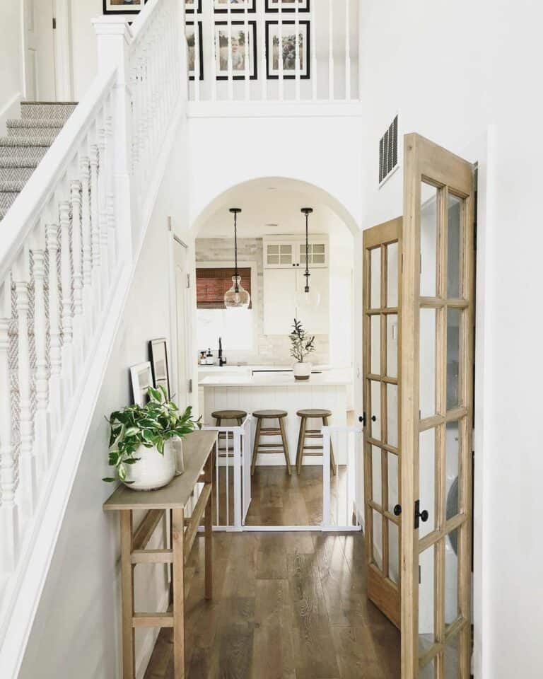 Small Entryway With Natural Wood Flooring