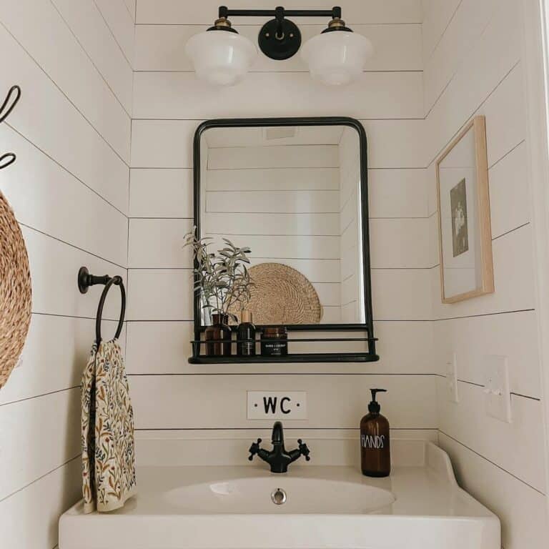 Small White Shiplap Cottage Bath