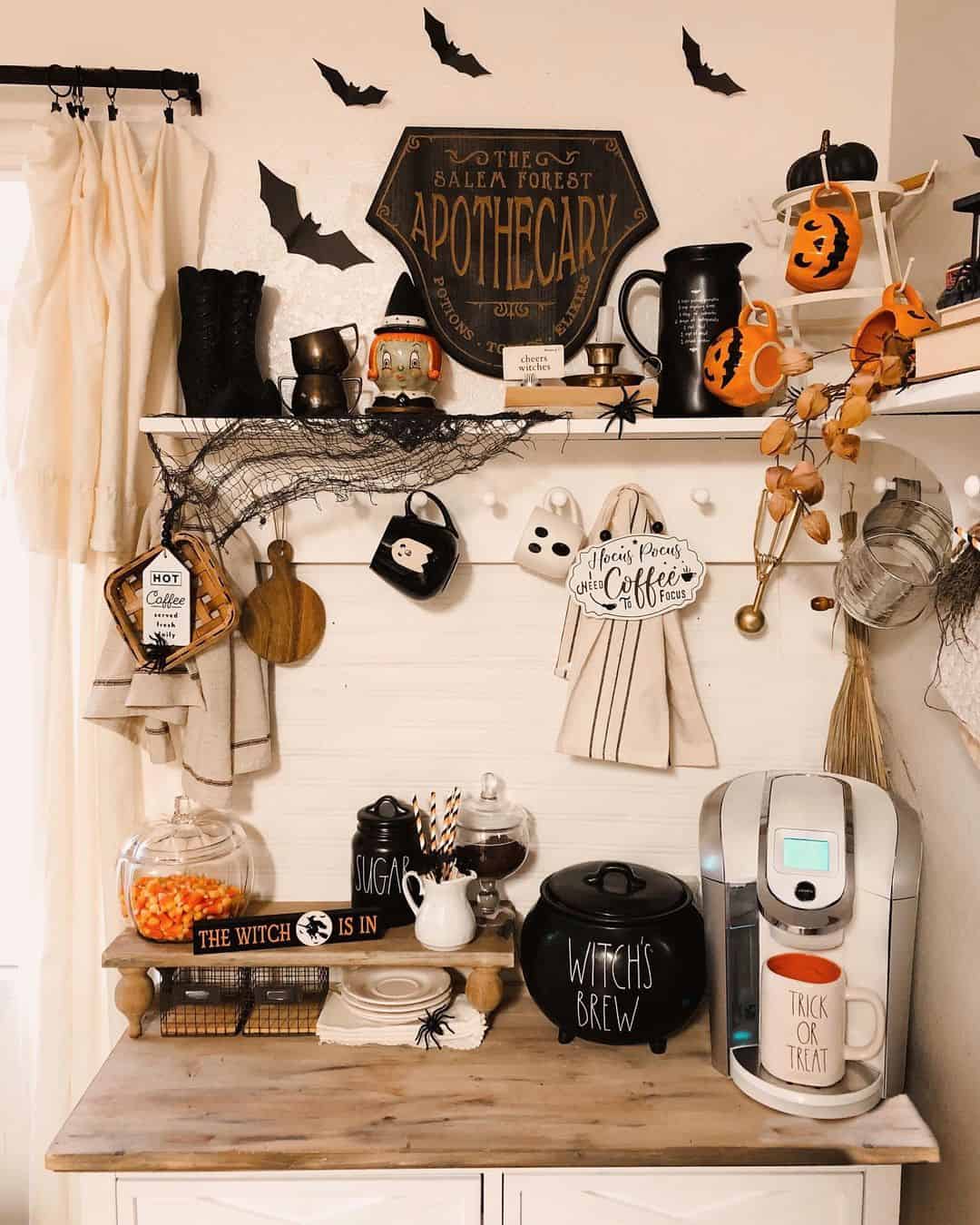 Spooky Décor Displayed Over Coffee Bar - Soul & Lane